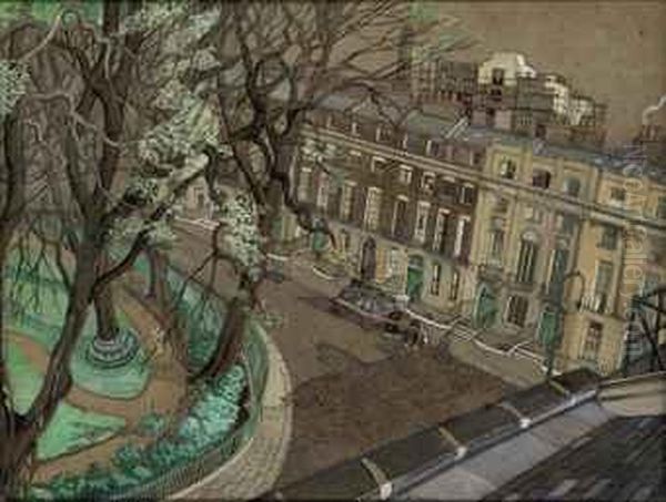 Mecklenburgh Square Oil Painting by Margaret Jolliffe