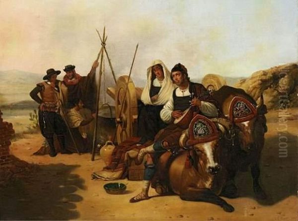 La Halte Oil Painting by Pierre Jules Jollivet