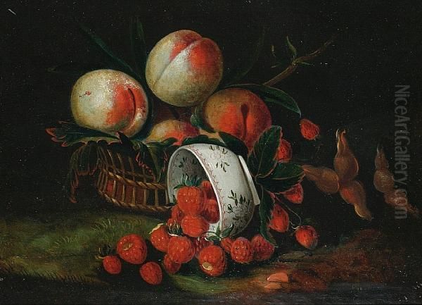 Still Life Of Peaches And Strawberries Oil Painting by William Jones