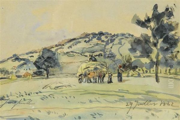 Scene De Moisson Oil Painting by Johan Barthold Jongkind