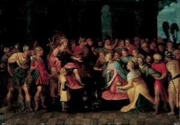 Konig Salomo Empfangt Die Konigin Von Saba. Oil Painting by Hans Jordaens I