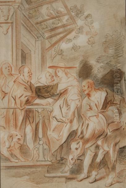 La Femme De Jeroboam Chez Le Prophete Alijah Oil Painting by Jacob Jordaens