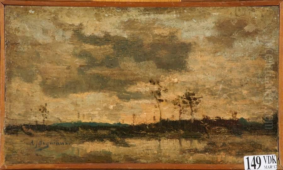 Coucher De Soleil Oil Painting by Adrien Josef Heymans