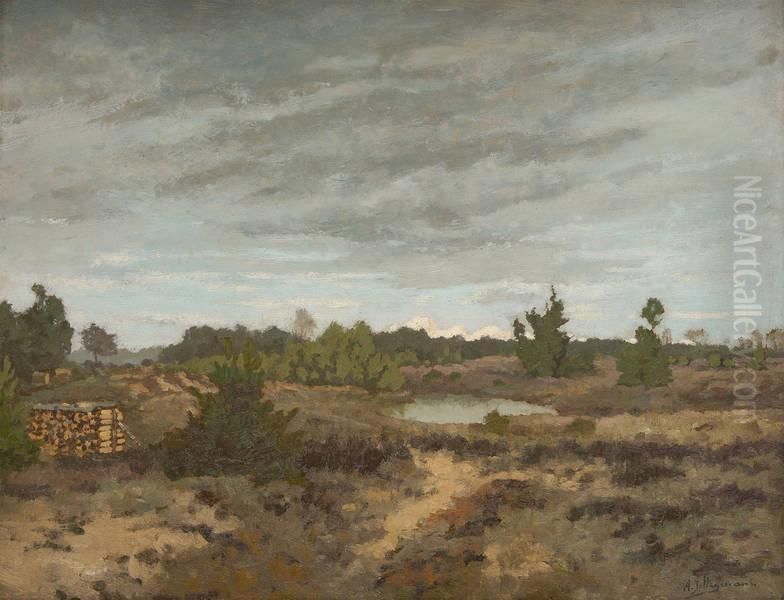 Stere De Bois Sur Fond De Paysage Oil Painting by Adrien Josef Heymans