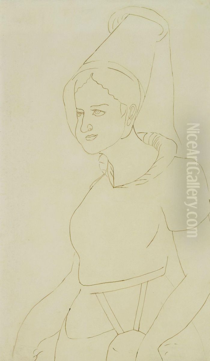 Flicka I Folkdrakt Oil Painting by Ernst Josephson