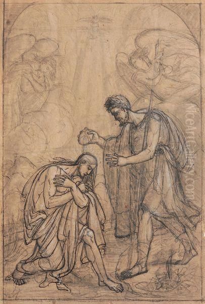 Le Bapteme Du Christ Oil Painting by Jules Romain Joyant
