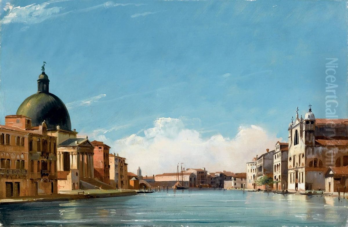 Venezia, La Chiesa Di San Samuele Oil Painting by Jules Romain Joyant