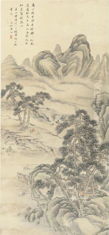 Landscape After Wang Meng Oil Painting by Huang Jun