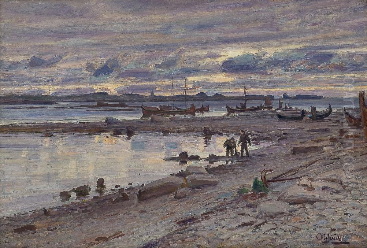Kystlandskap Med Folkeliv, Nordland Oil Painting by Ole Juul