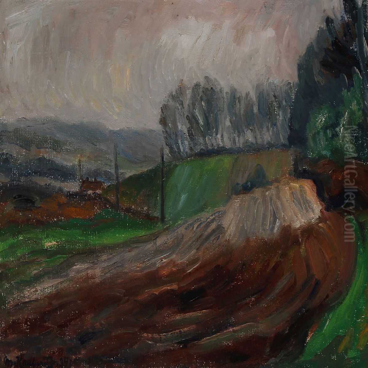 Landscape With A Road Oil Painting by Martin Kaalund-Jorgensen