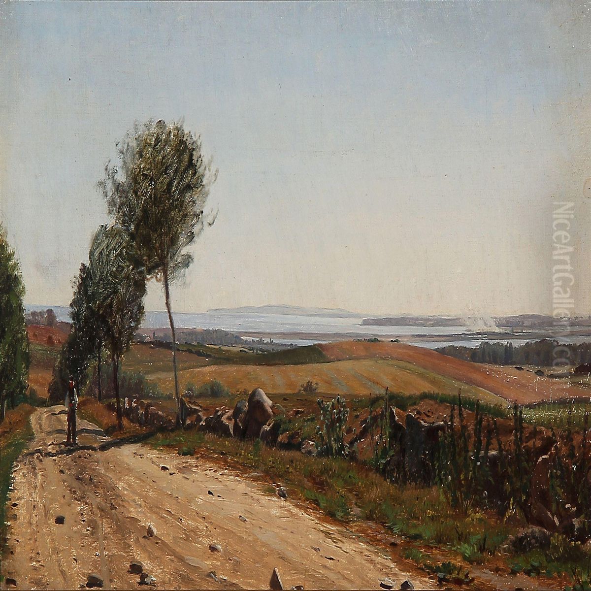 Summer Landscape With A View To A Fiord Oil Painting by Ludvig Kabell