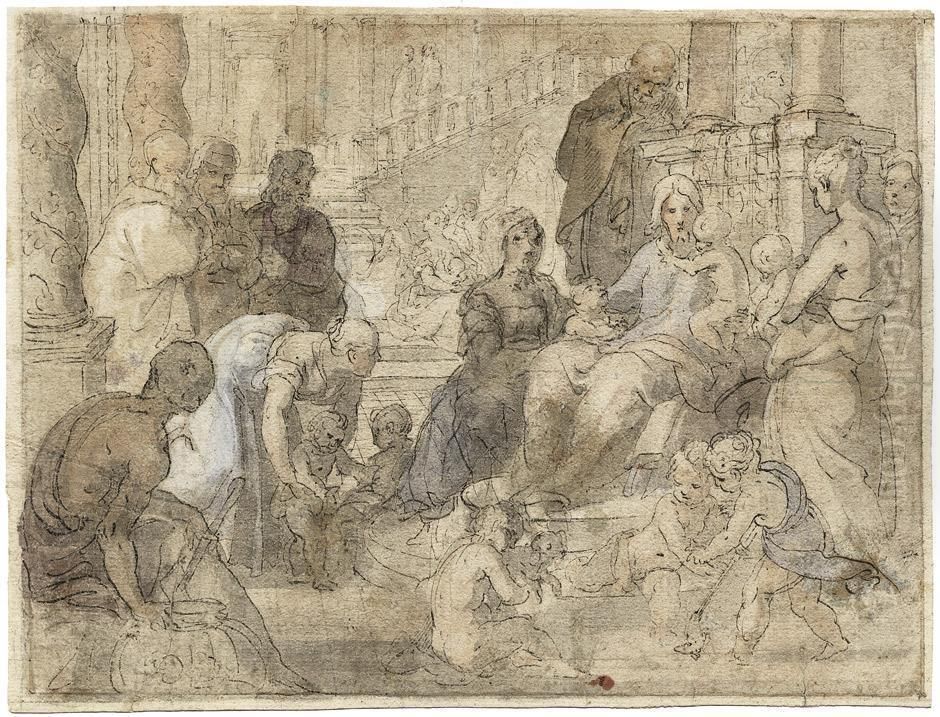 Lasset Die Kindlein Zu Mir Kommen Oil Painting by Kager, Johann Matthias