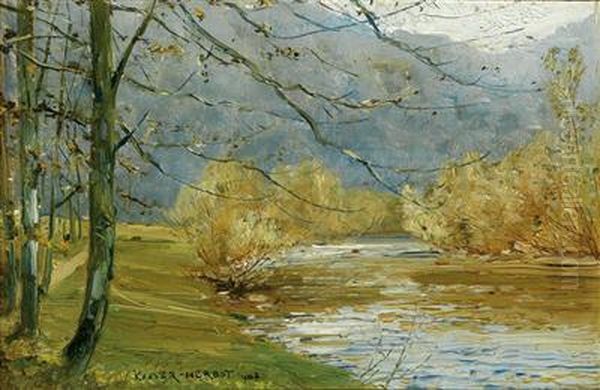 Flusslandschaft Oil Painting by Carl Kaiser-Herbst
