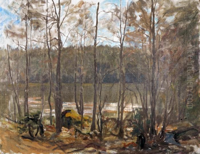Insjolandskap Oil Painting by Gottfrid Kallstenius