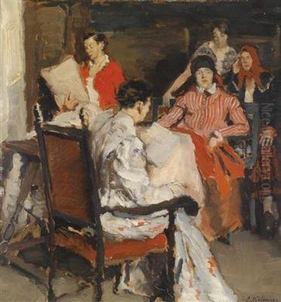 Thereader Oil Painting by Peter Kalman