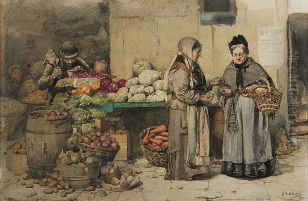New York Vegetable Vendor Oil Painting by Kappes, Alfred
