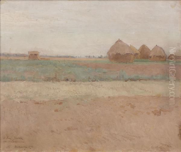 Les Meules De Foin Oil Painting by Adrien Karbowsky