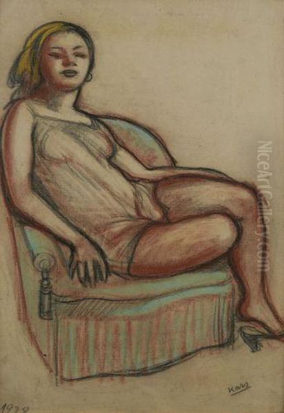 Femme Au Fauteuil Vert Oil Painting by Georges Kars