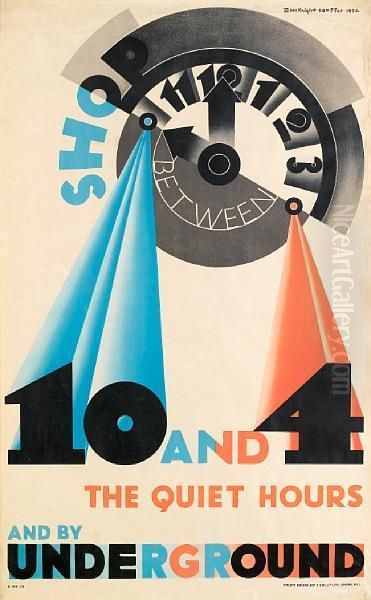 Shop Between 10 And 4 - The Quiet Hours - And By Underground Oil Painting by Edward Mcknight Kauffer