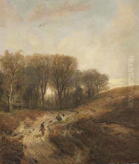 Ausritt Zur Jagd Oil Painting by Hermann Kauffmann