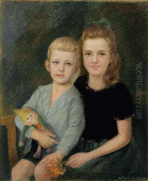 Das Geschwisterpaar Hildegunde Und Giselbert Von Der Horst Oil Painting by Anton Kaulbach