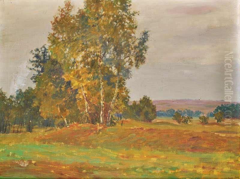 A Summer Landscape Oil Painting by Frantisek Kavan