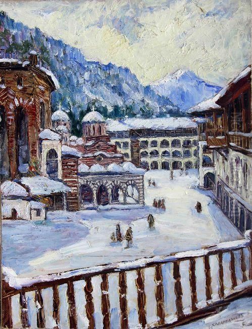 Rila Monastery Oil Painting by Hristo Kavarnaliev