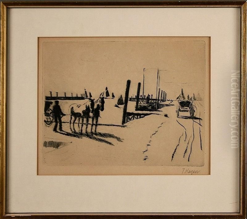 Seegarten-brucke In Kiel Oil Painting by Jean Paul Kayser