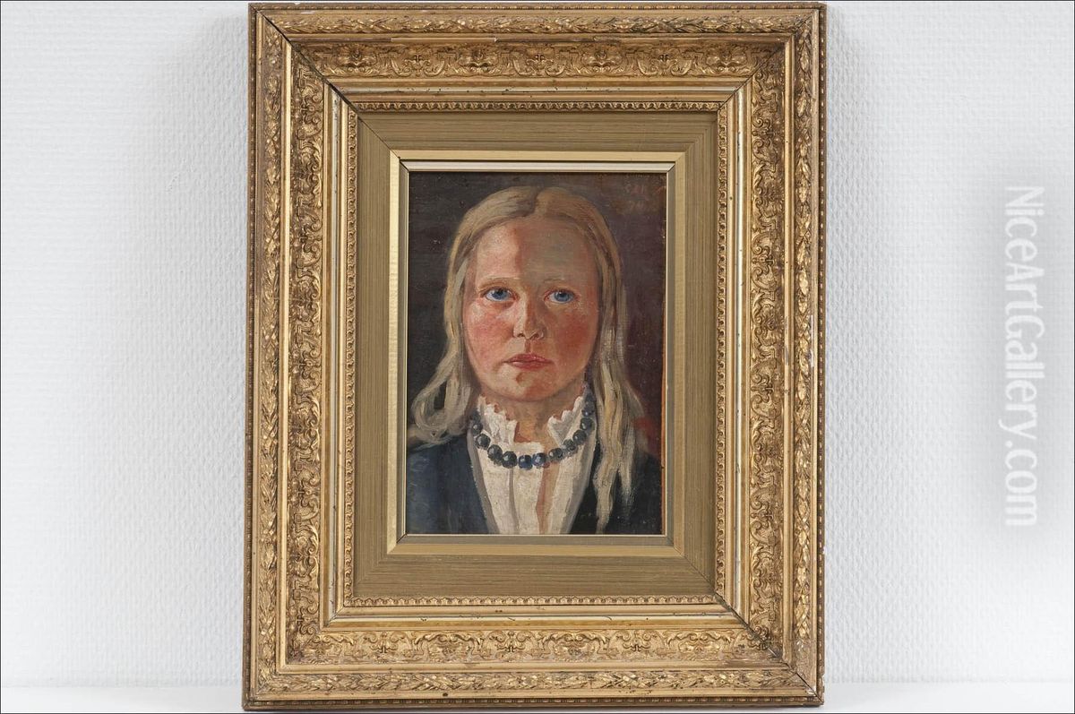 Tyton Muotokuva - Portratt Av En Flicka Oil Painting by Sigfrid August Keinanen