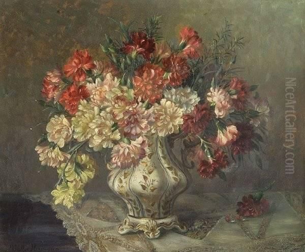 Bouquet Of Flowers Oil Painting by Marie Keller-Hermann