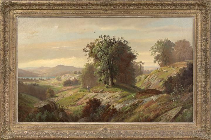 A Panoramic Autumnal Landscape Oil Painting by Henry W. Kemper