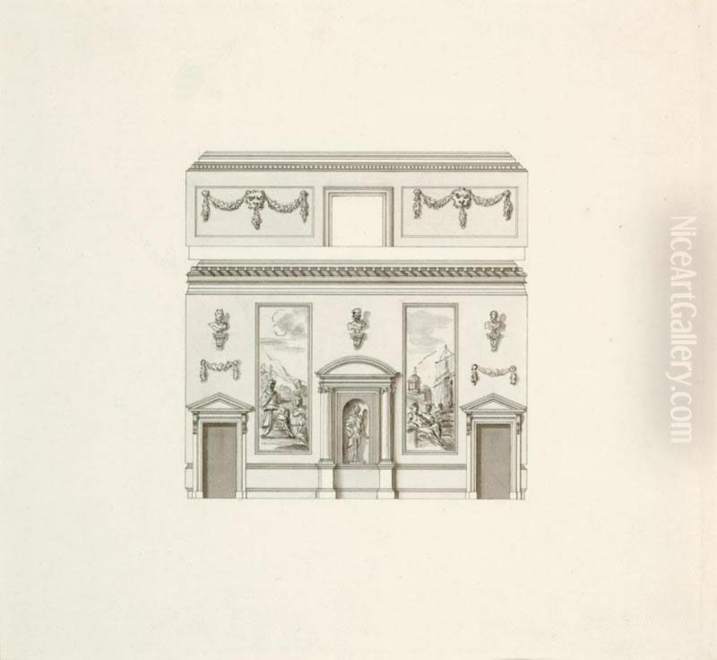 Architectural And Decorative Design For The Interior Of Houghton Hall, Norfolk Oil Painting by William Kent