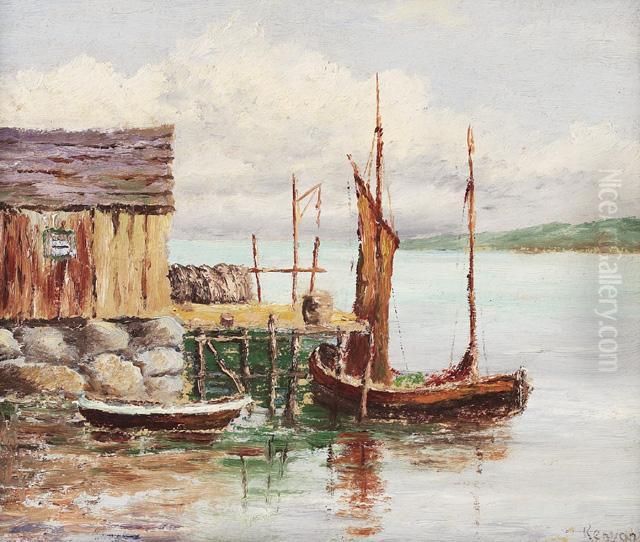Boats At Dock Oil Painting by Henry Rodman Kenyon