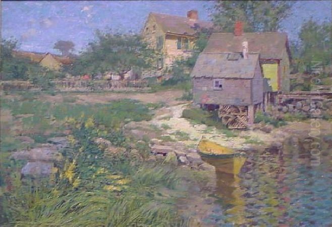 River Shed With Lobster Traps Oil Painting by Henry Rodman Kenyon