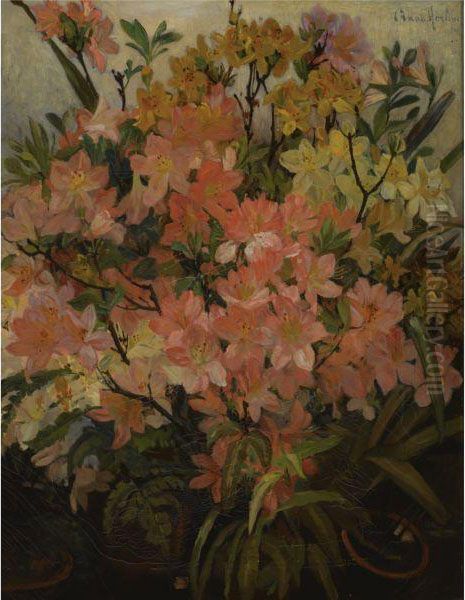 'hoekje Uit De Serre' - Corner Of The Conservatory Oil Painting by Anna Elisabeth Kerling