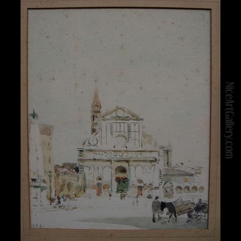 Street Scene; Port Scene Oil Painting by James Kerr-Lawson