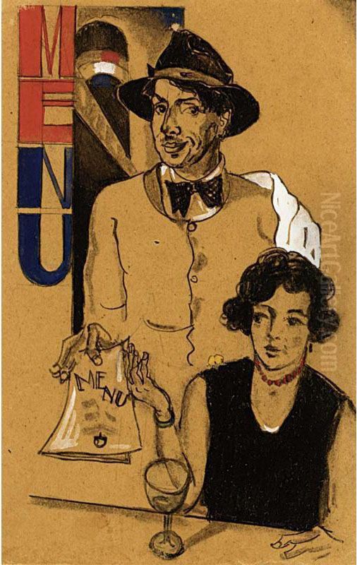 Menukaart; Zelfportret Oil Painting by Dick Ket