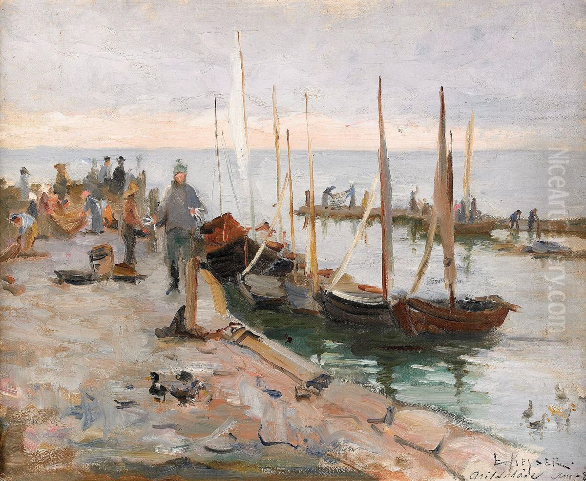 Fangsten Bargas - Arildslage Oil Painting by Elisabeth Keyser