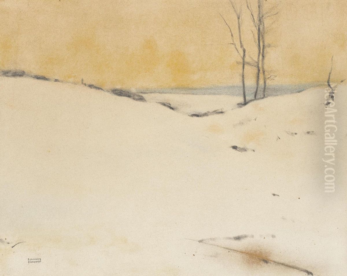 Dans La Neige Oil Painting by Fernand Khnopff