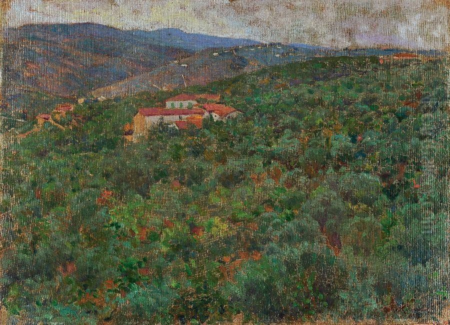 Pioggia Oil Painting by Giorgio Kienerk