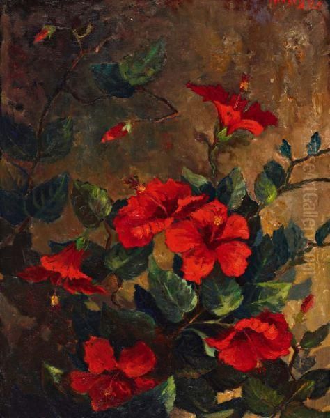 Hibiscus Oil Painting by Frederik Anton Kievits