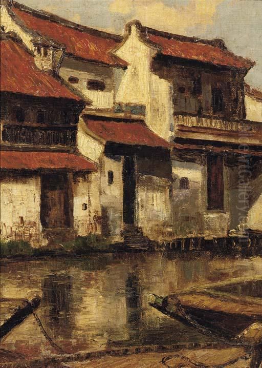 Oud Batavia Oil Painting by Frederik Anton Kievits