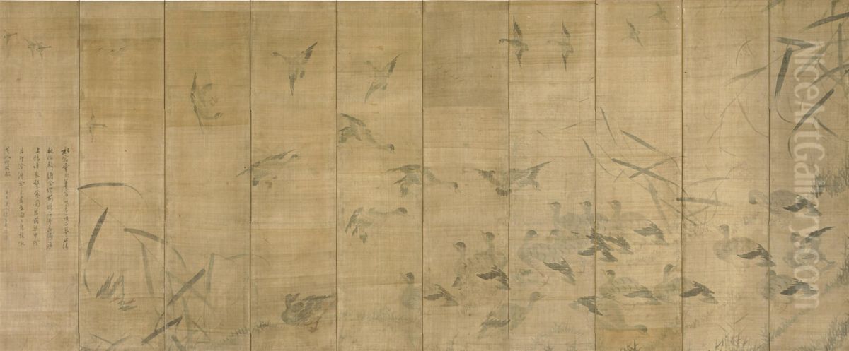 Geese And Reeds Oil Painting by Yang Kihoon