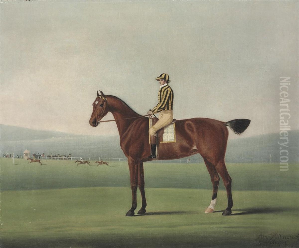 Mr Walsh's Perdita, With A Jockey Up, On Nantwich Racecourse Oil Painting by Benjamin Killingbeck