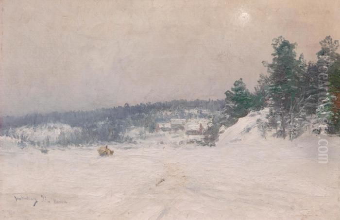 Vinterlandskap - Motiv Fran Nacka Oil Painting by Johan Kindborg