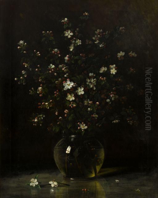 Vase Of Apple Blossoms Oil Painting by Albert F. King