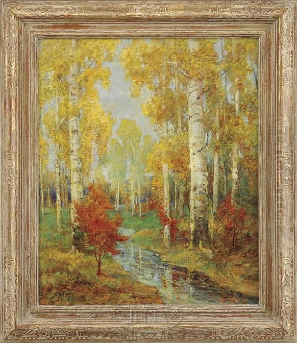 Fallbirches Oil Painting by Paul King