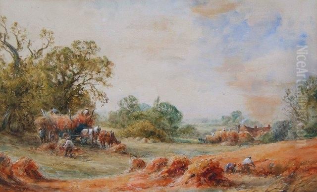 Harvester Reaping The Crop Oil Painting by Henry John Kinnnaird