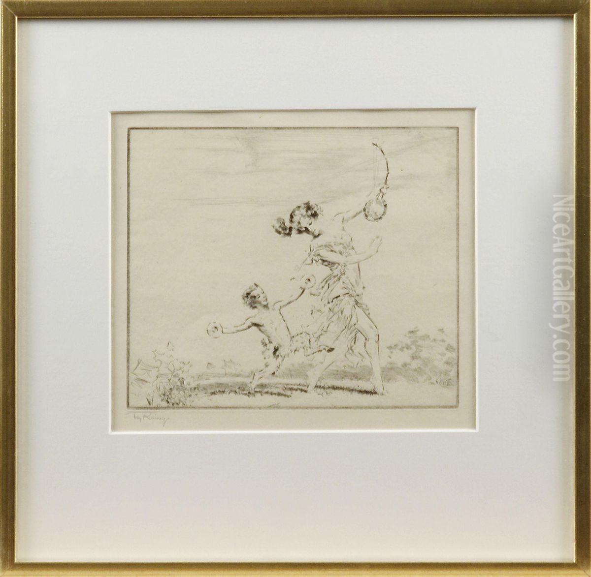 Nymf Dansande Med Faun Oil Painting by Troy Kinney