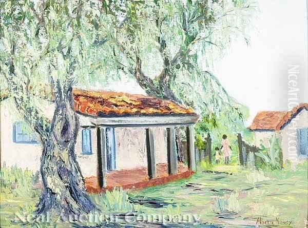 Thecabins Oil Painting by Alberta Kinsey